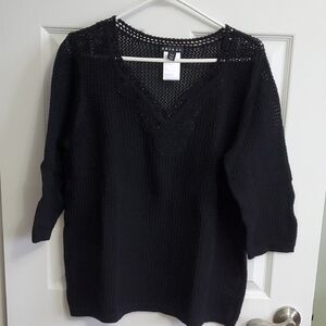 Tribal Black V-Neck Women's Sweater